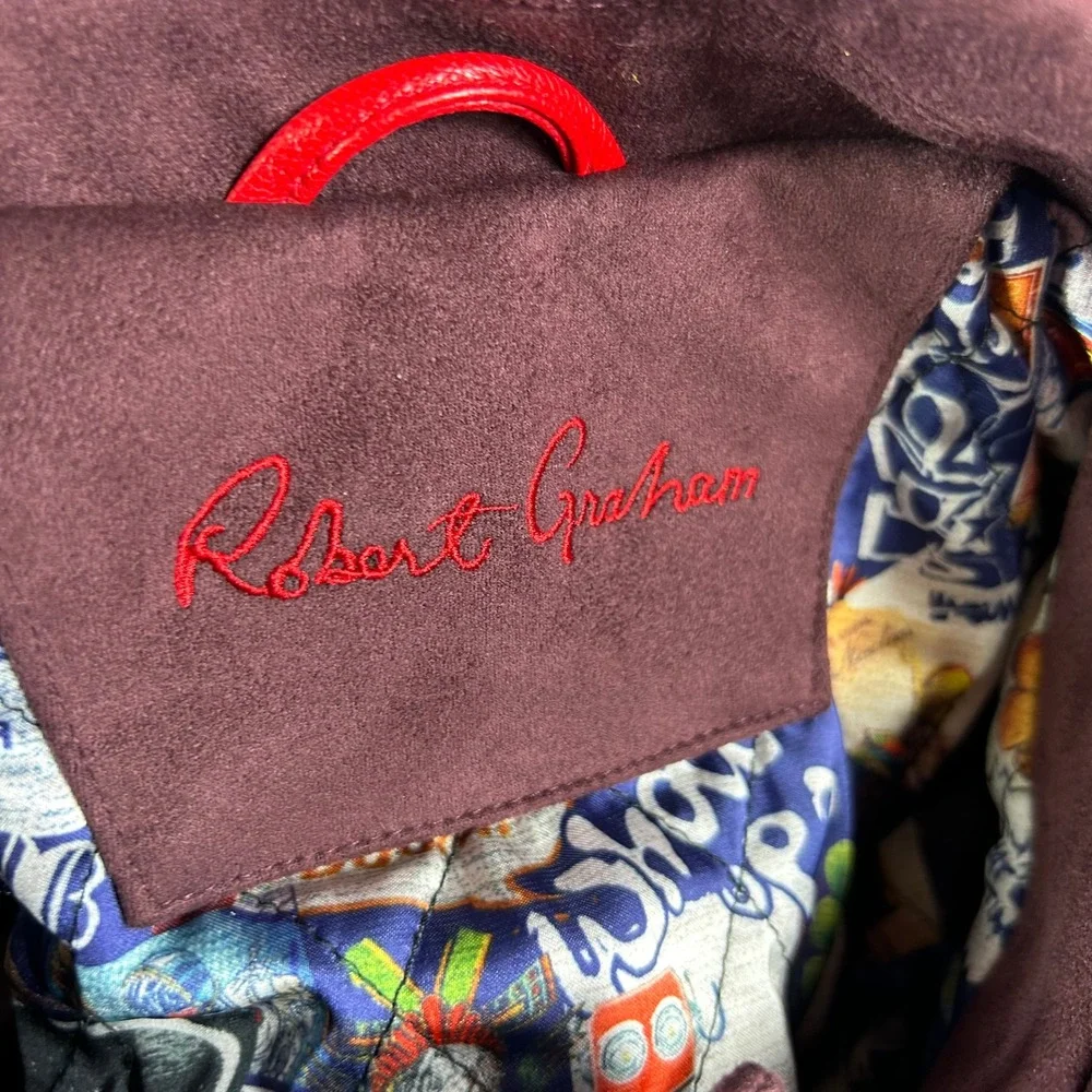 Robert Graham Jacket Mens XXL Burgundy Faux Suede Snap Front Pocket